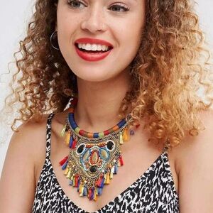 Multicolor Flower Tribal Choker Necklace